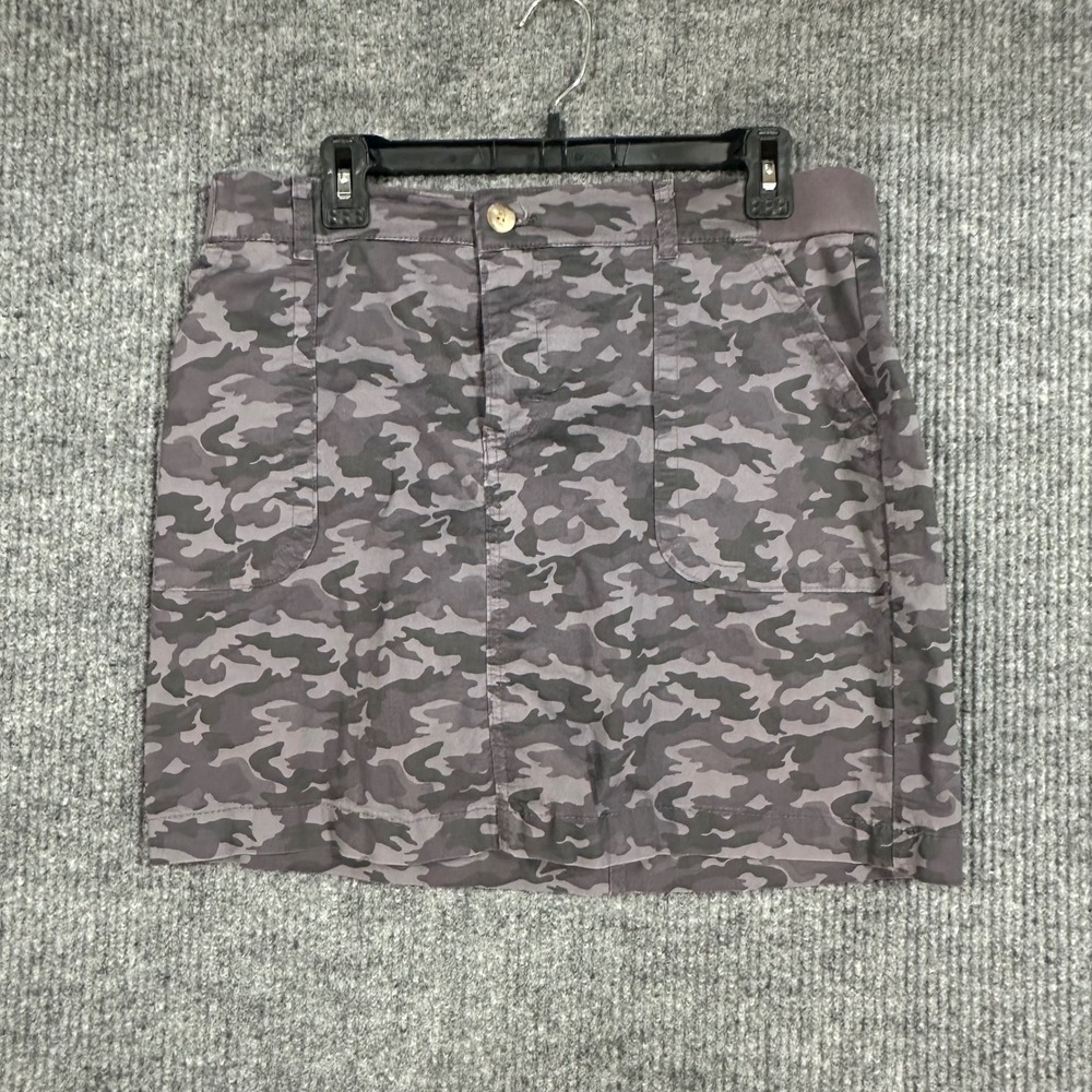 Lee Regular Fit Skort Women 12 Gray Camo Excellent Mid Rise Stretch Cargo Mini